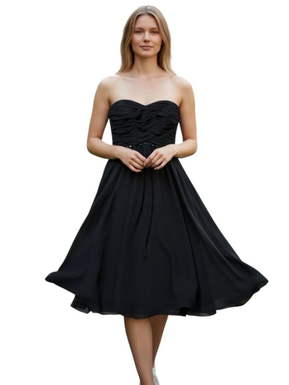 White House Black Market Strapless Black Cocktail Dress Women 6 Party Homecoming
